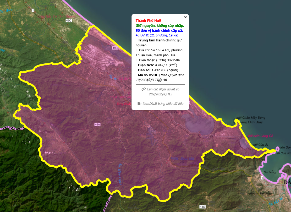 Bản đồ dân số Thành Phố Huế năm 2026